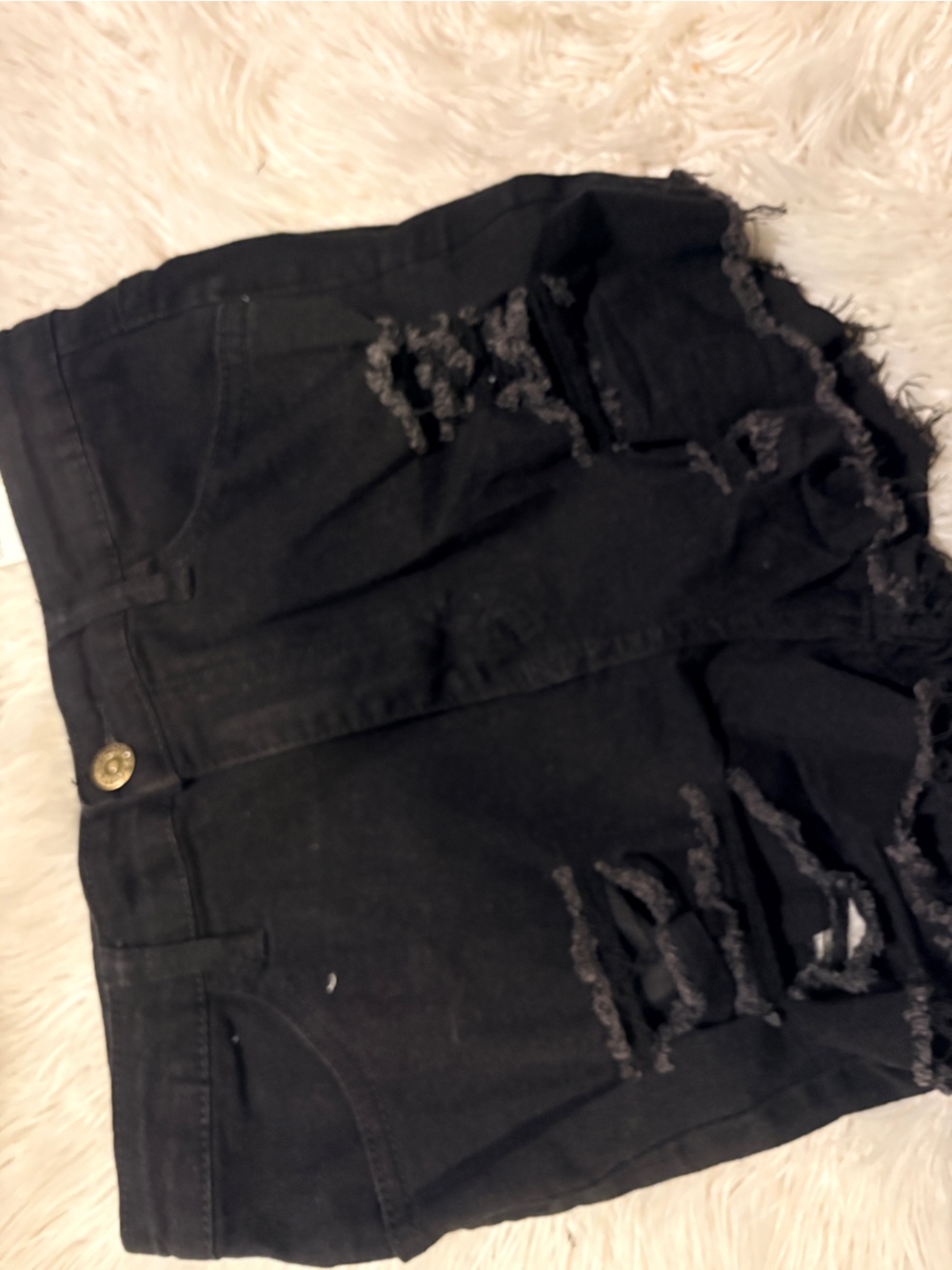SHEIN Black Distressed Denim Cutoff Shorts